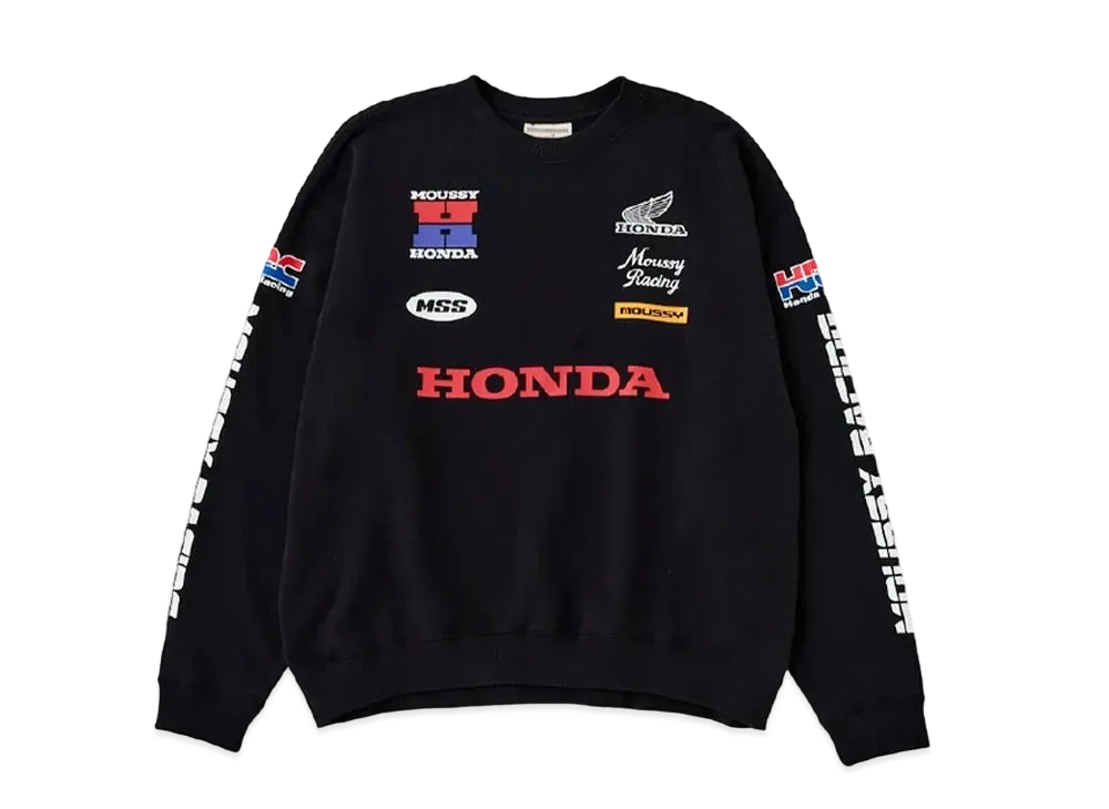 MOUSSY x HONDA HRC Sponsor Logo Pull Over "Black"