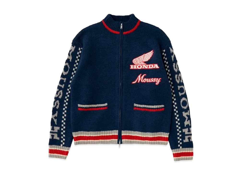 MOUSSY x HONDA HRC Jacquard Knit Cardigan "Navy"