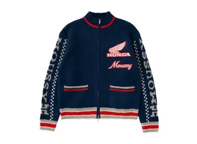 MOUSSY x HONDA HRC Jacquard Knit Cardigan "Navy"