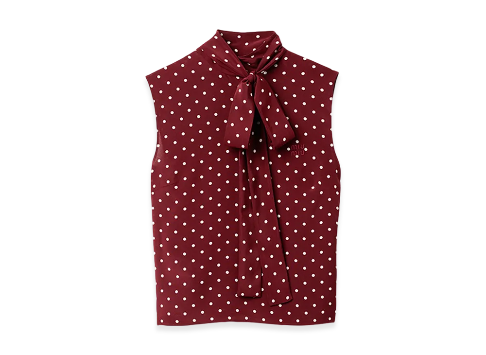 MIU MIU Women's Crepe De Chine Top "Amaranth/Avory"