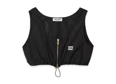 MIU MIU Women's Technical Silk Top "Black"