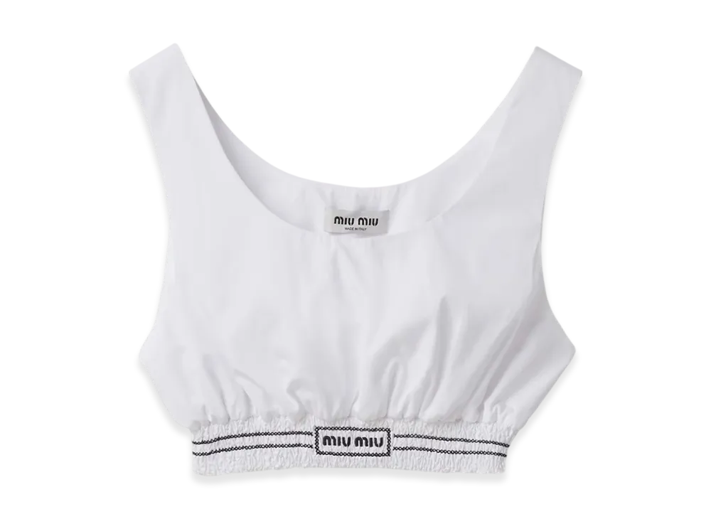 MIU MIU Women's Embroidered Poplin Top "White"