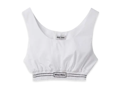 MIU MIU Women's Embroidered Poplin Top "White"
