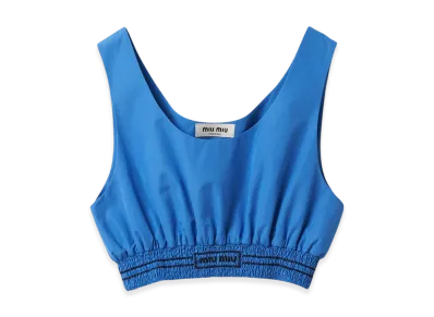 MIU MIU Women's Embroidered Poplin Top "Periwinkle Blue"