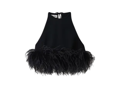 MIU MIU Women's Stretch Cady Halter Top "Black"