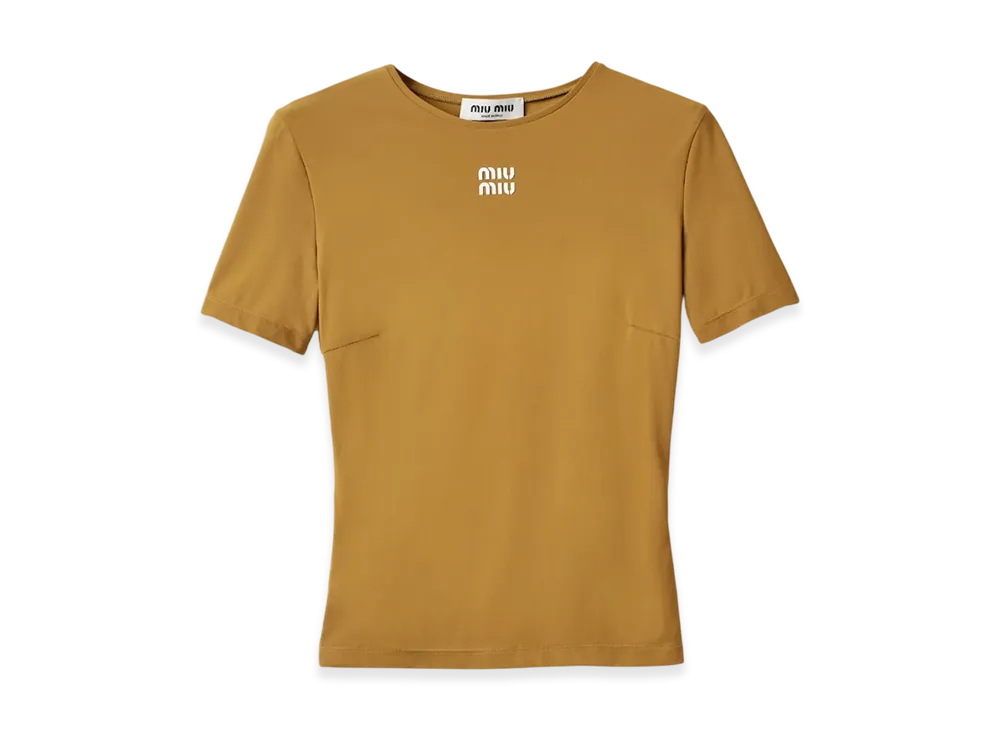 MIU MIU Women's Stretch Jersey Top "Olive Green"