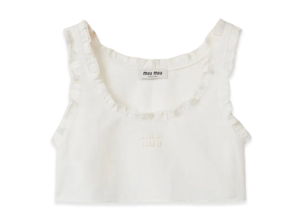 MIU MIU Women's Slubbed Canvas Top "Ivory"