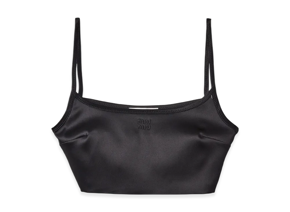 MIU MIU Women's Stretch Satin Top "Black"