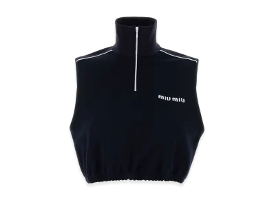 MIU MIU Women's Polyester Blend Top "Midnight Blue"