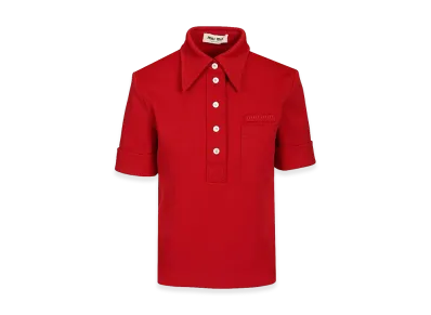MIU MIU Women's Jersey Technical Polo Shirt "Red"