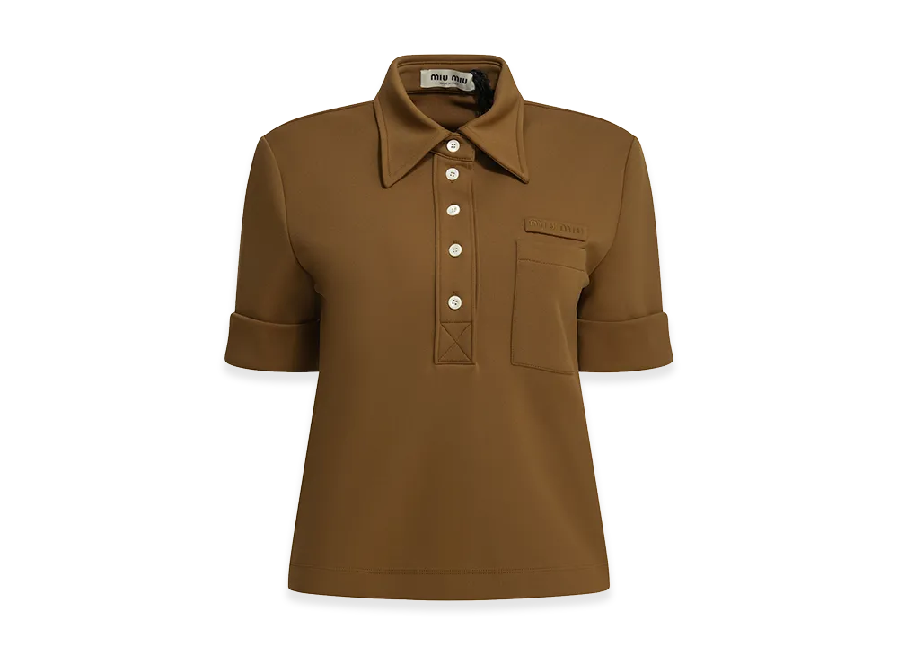 MIU MIU Women's Polo Shirt With Buttons And Logo "Brown"