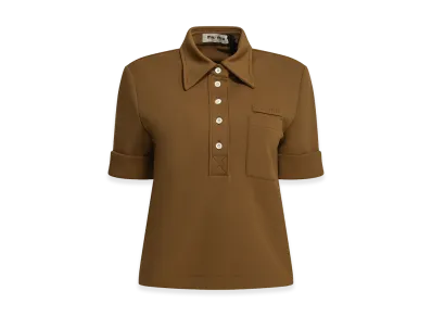 MIU MIU Women's Polo Shirt With Buttons And Logo "Brown"