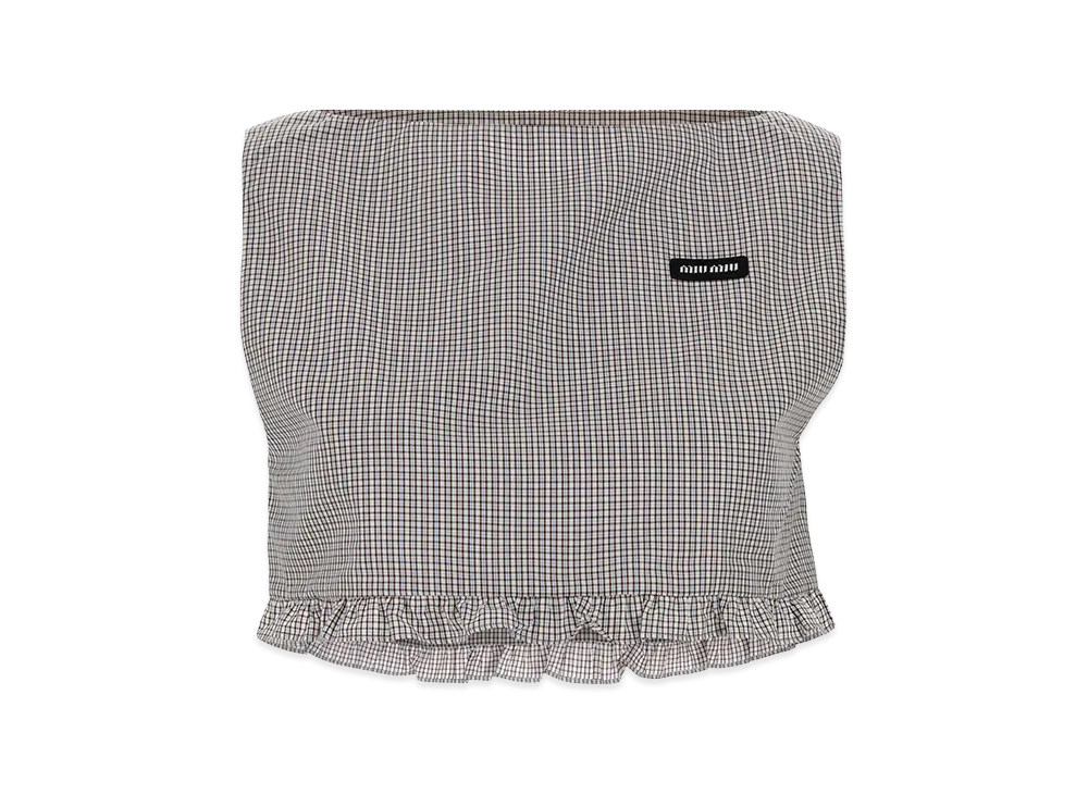 MIU MIU Women's Embroidered Poplin Top "Biancocacao"