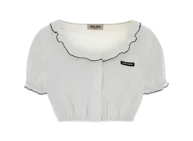 MIU MIU Women's Poplin Top "Stripped/White"