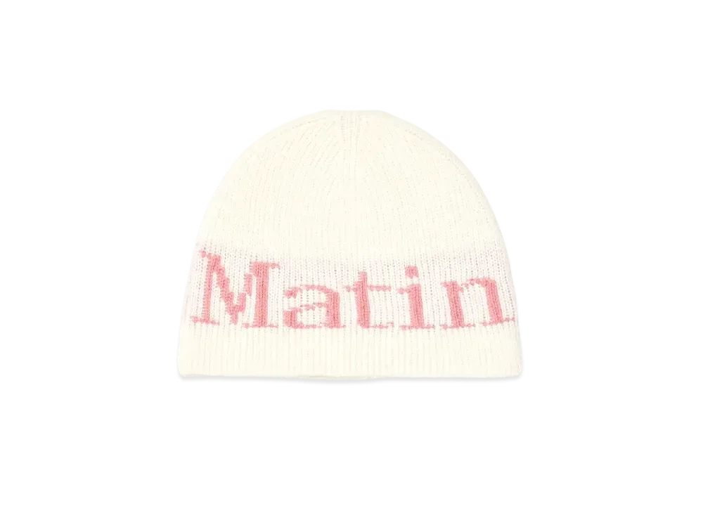 Matin Kim Logo Jacquard Knit Beanie "Ivory"