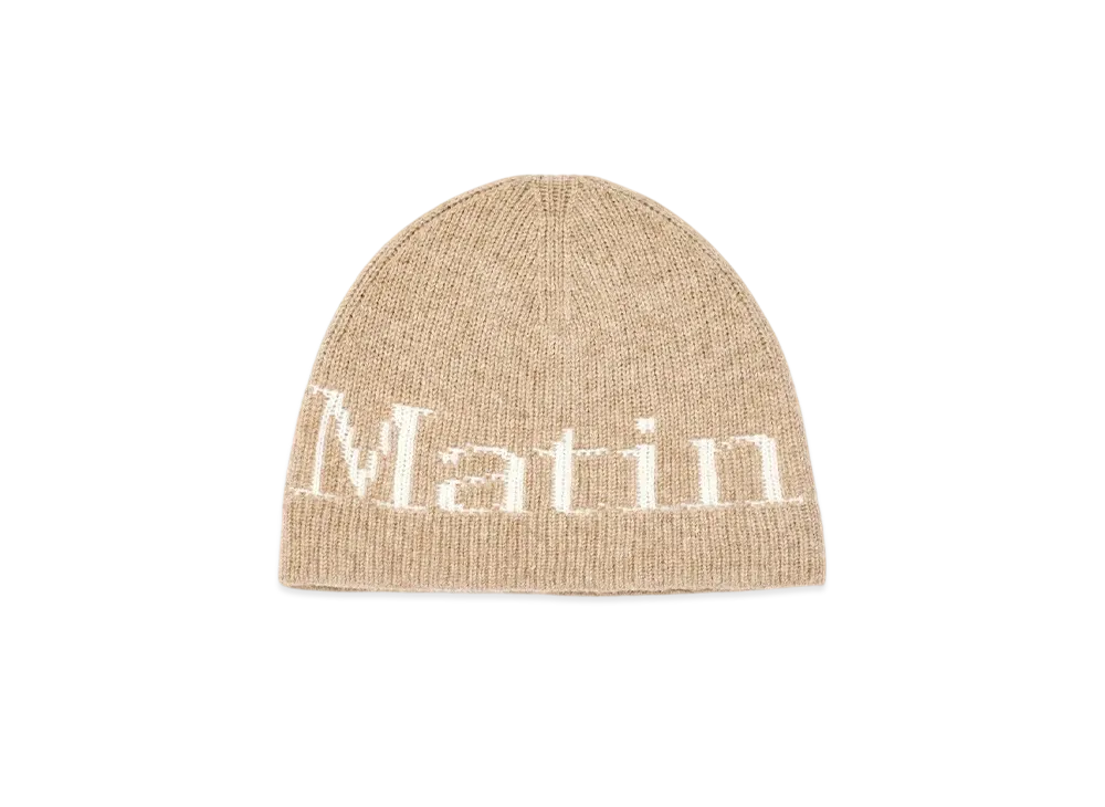 Matin Kim Logo Jacquard Knit Beanie "Beige"
