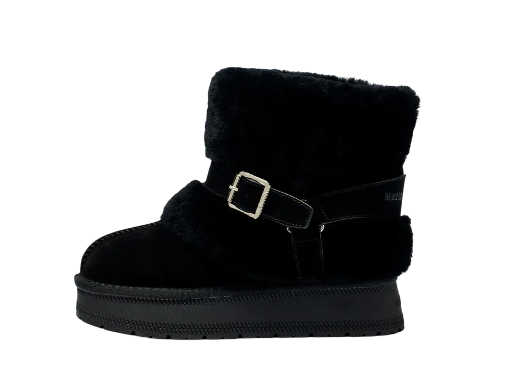 Matin Kim Buckle Fur Boots "Black"