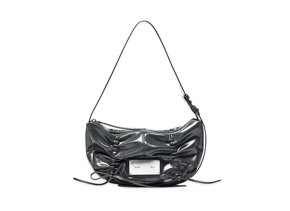 Matin Kim Half Shirring Ribbon Round Bag "Charcoal"