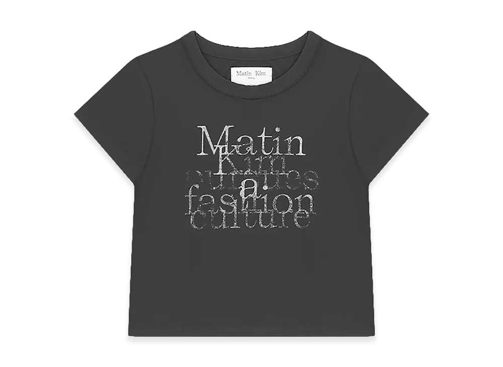 Matin Kim Women's Dusty Typo Graphic Crop Top T-Shirt "Charcoal"