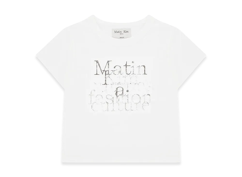 Matin Kim Women's Dusty Typo Graphic Crop Top T-Shirt "White"