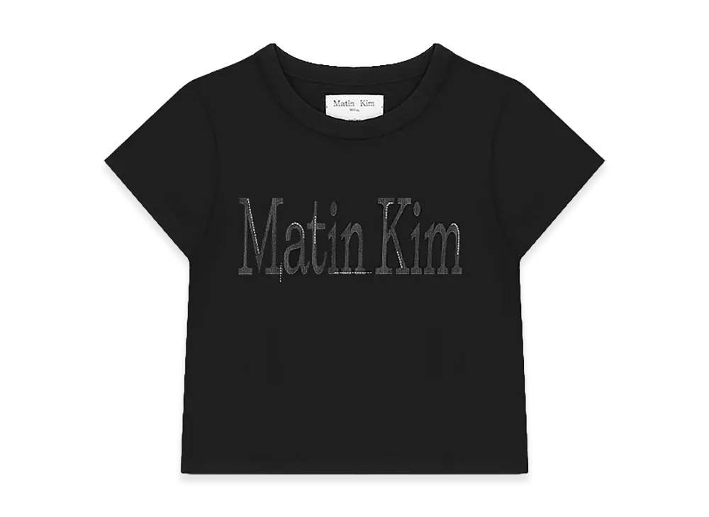 Matin Kim Women's Pattern Artwork Logo Crop Top T-Shirt "Black"