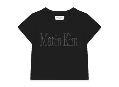 Matin Kim Women's Pattern Artwork Logo Crop Top T-Shirt "Black"
