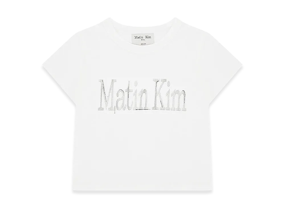 Matin Kim Women's Pattern Artwork Logo Crop Top T-Shirt "White"