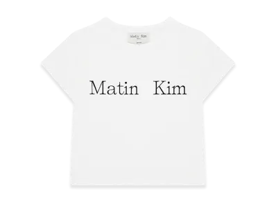 Matin Kim Women's Logo Cut Crop Top T-Shirt "White"