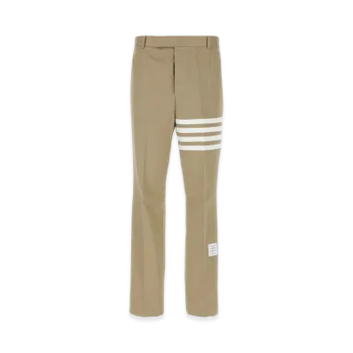 THOM BROWNE Cotton Twill 4-Bar Chino Trousers "Beige"