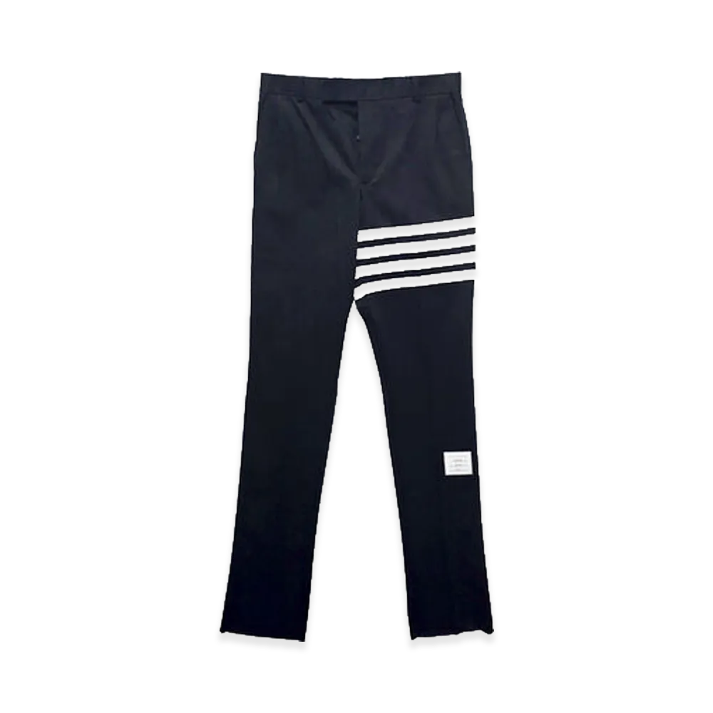 THOM BROWNE Cotton Twill 4-Bar Chino Trousers "Navy"
