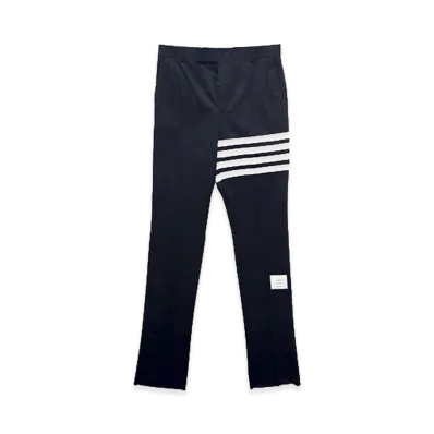 THOM BROWNE Cotton Twill 4-Bar Chino Trousers "Navy"