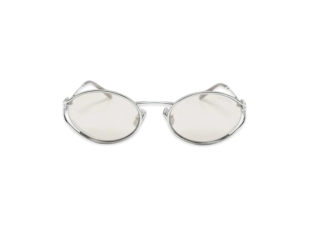 MIU MIU Women's Oval Sunglasses "Silver/Ivory"