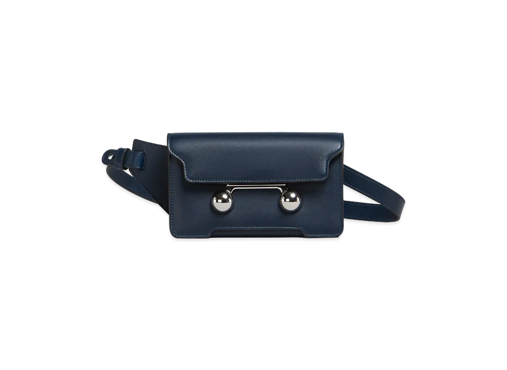MARNI Trunkaroo Crossbody Bag in Leather "Night Blue"