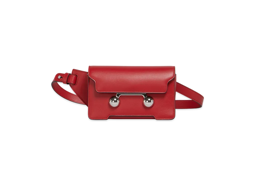 MARNI Trunkaroo Crossbody Bag in Leather "Hot Red"