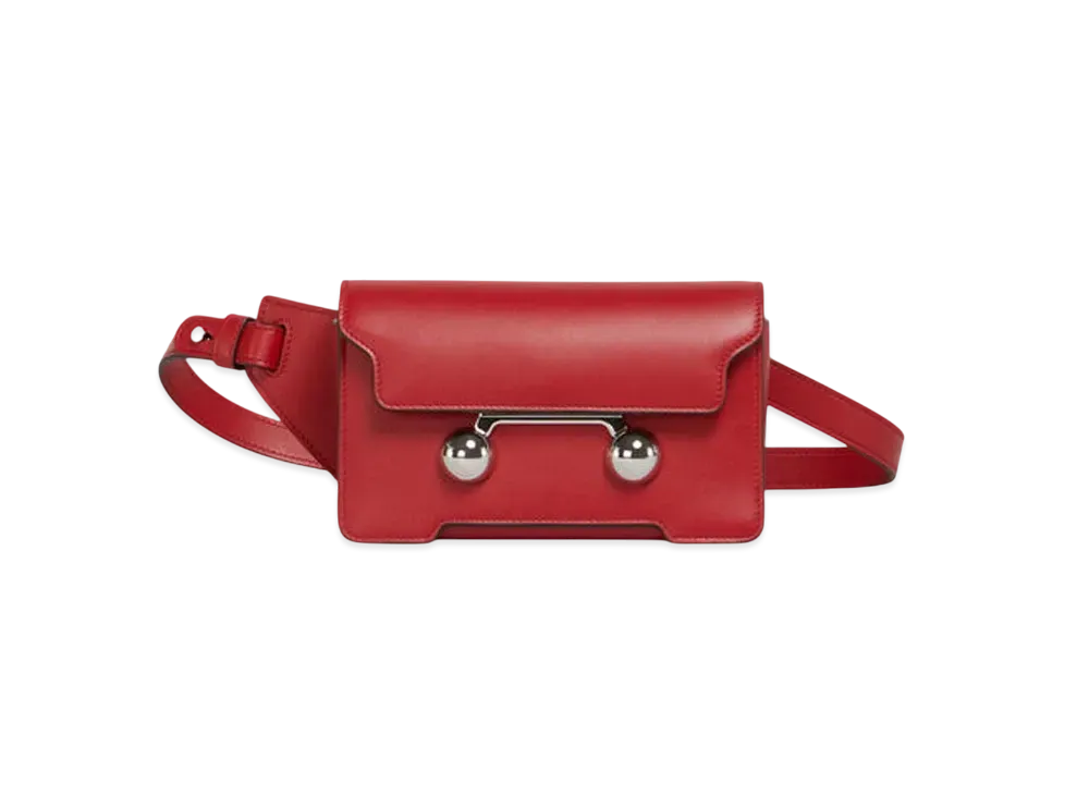 Marni Leather Trunkaroo Crossbody Bag "Hot Red"