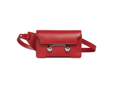 Marni Leather Trunkaroo Crossbody Bag "Hot Red"