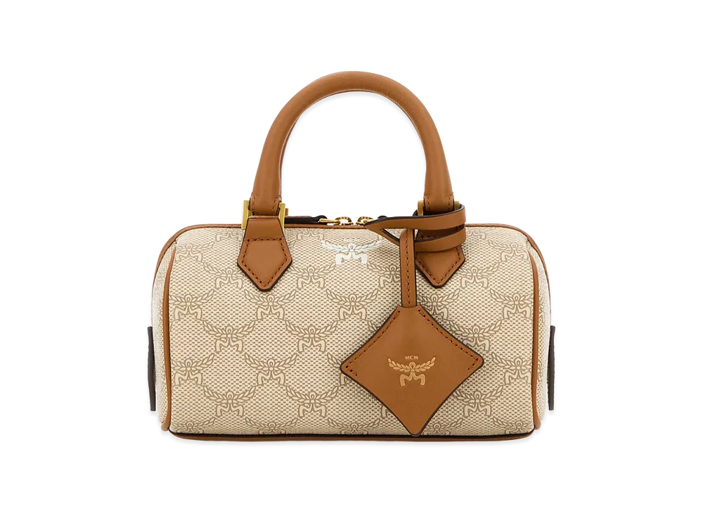 MCM Women's Canvas Ella Boston Handbag "Beige"