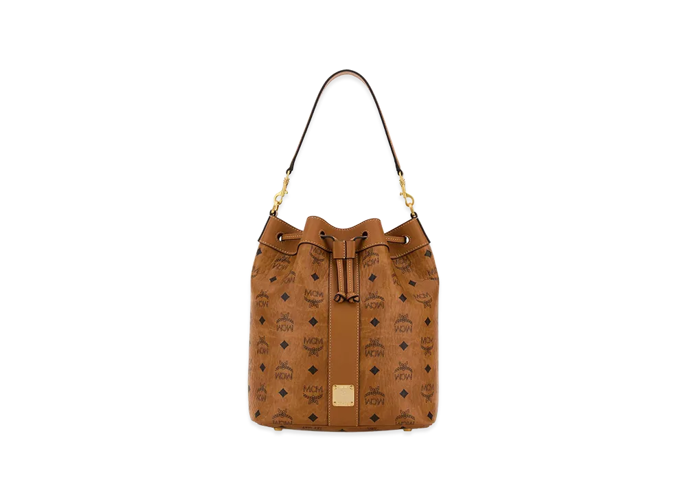 MCM Women's Printed Canvas Dessau Bucket Bag "Brown"