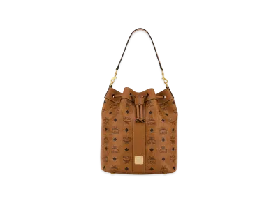 MCM Women's Printed Canvas Dessau Bucket Bag "Brown"