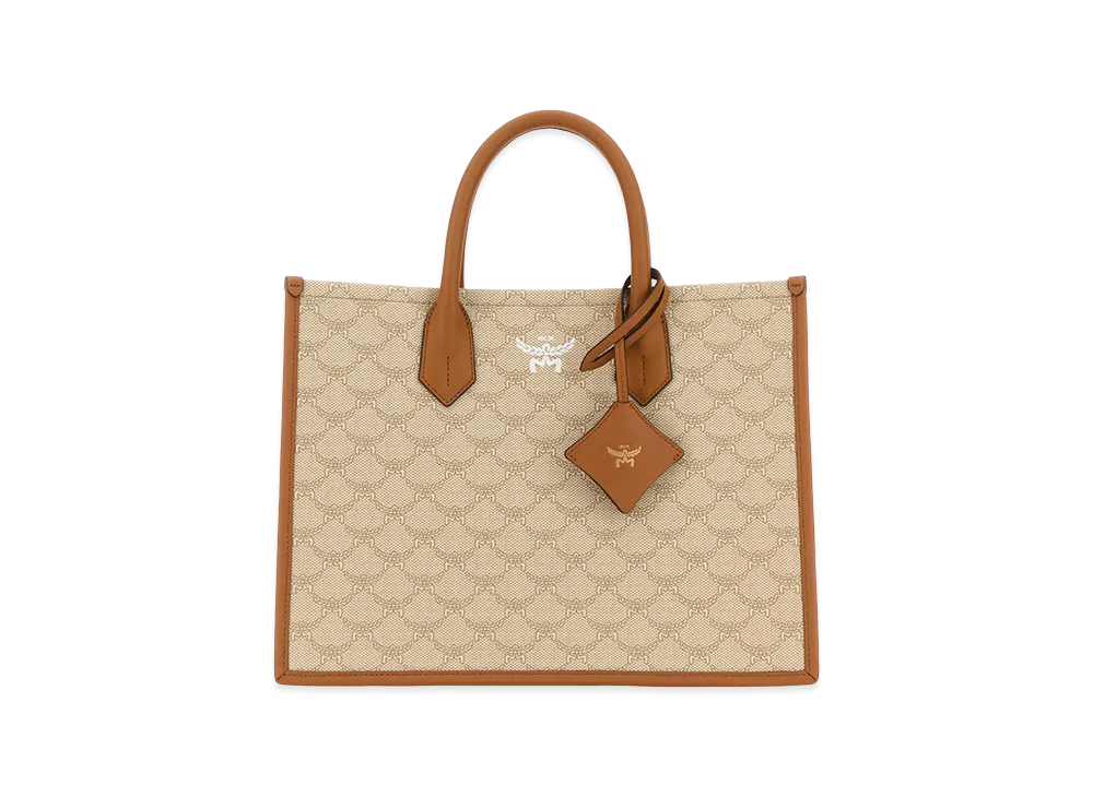 MCM Women's Printed Canvas Himmel Medium Shopping Bag "Beige"