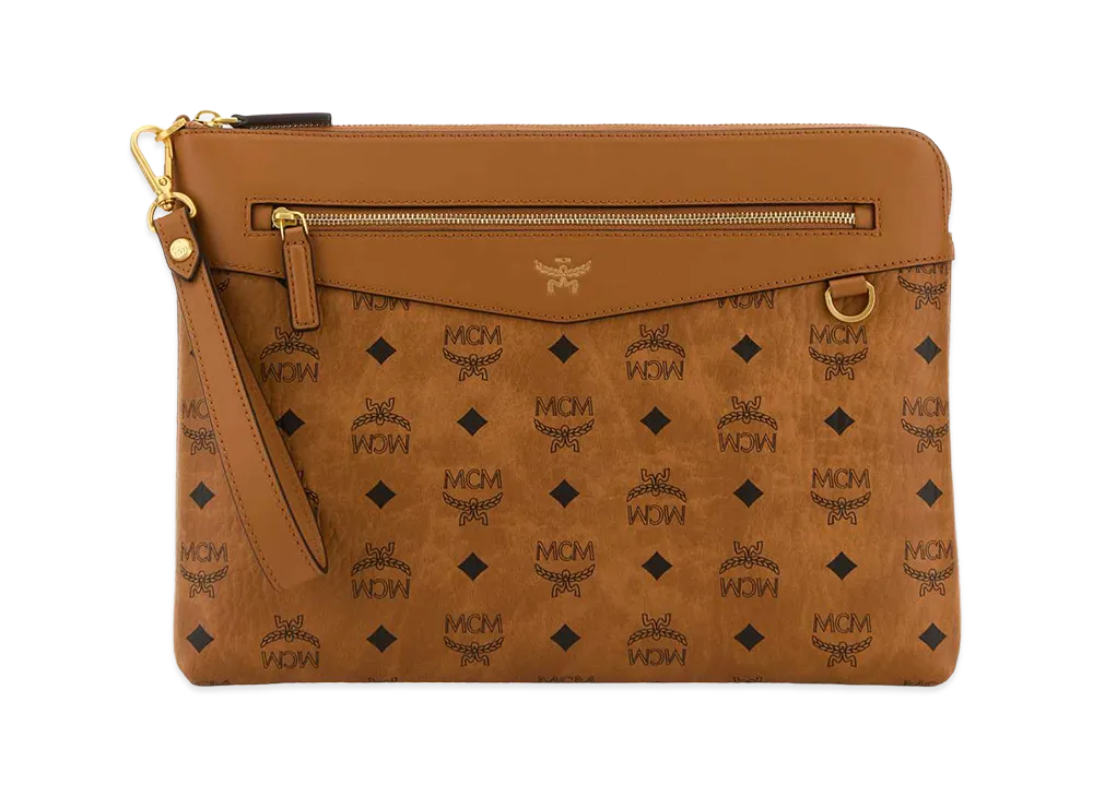 MCM Women's Printed Canvas Clutch "Brown"
