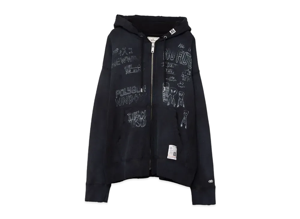 ミハラヤスヒロ ディストレスド フーディー "ブラック"