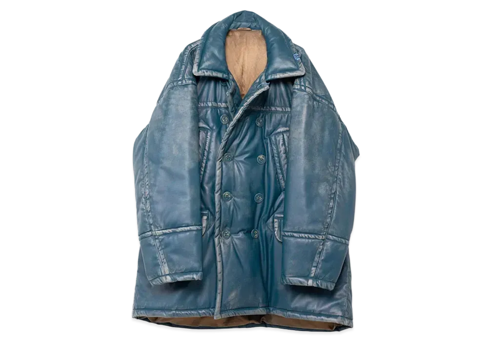 Maison MIHARA YASUHIRO Synthetic Leather Padded Coat "Navy"