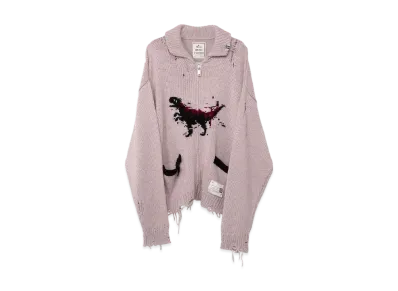Maison MIHARA YASUHIRO Dinosaur Zip-up Knit Cardigan "Pink"