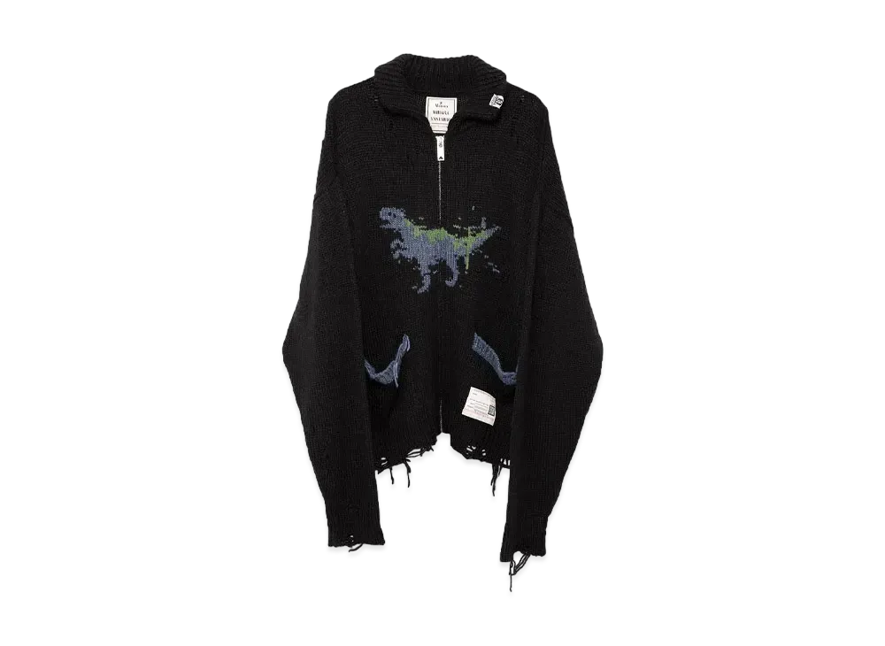 Maison MIHARA YASUHIRO Dinosaur Zip-up Knit Cardigan "Black"