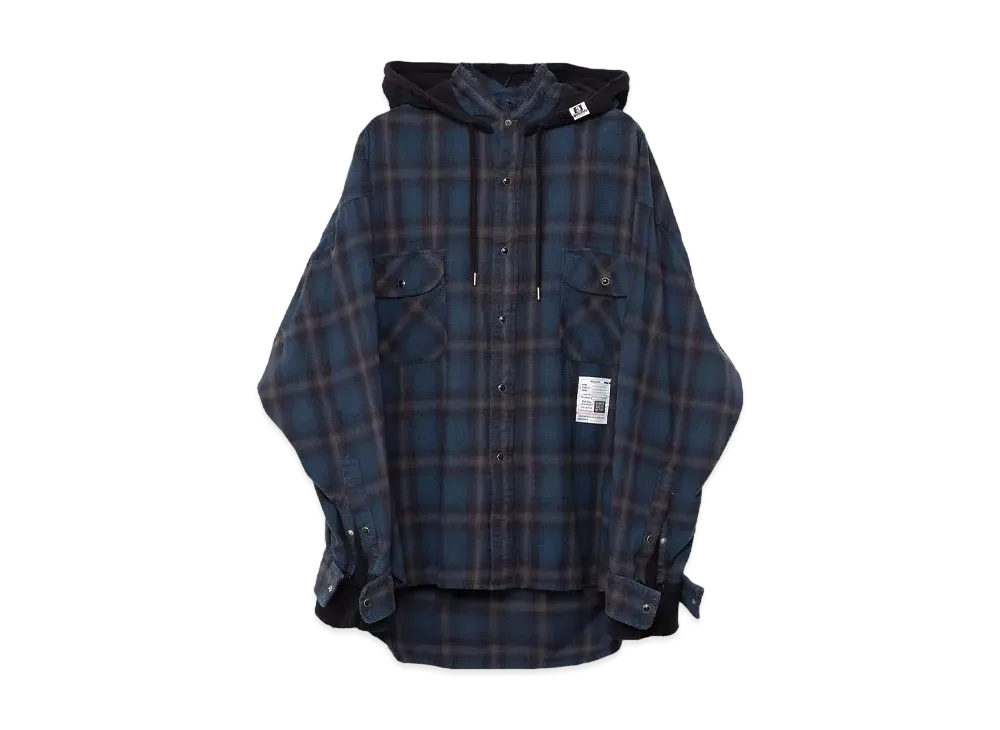 Maison MIHARA YASUHIRO Hood Combined Check Shirt "Blue"