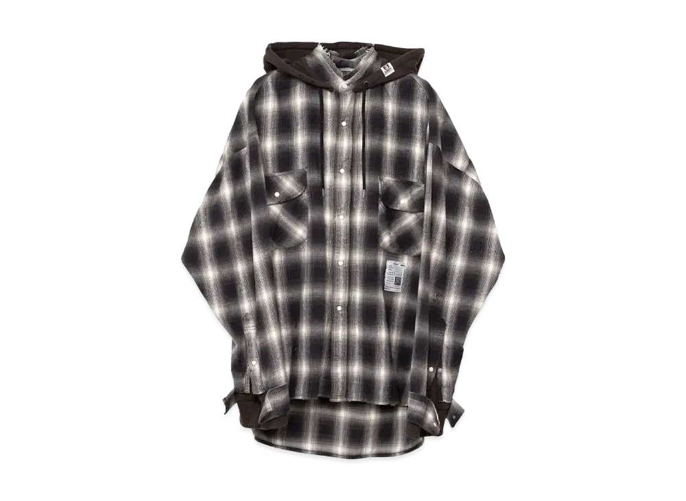 Maison MIHARA YASUHIRO Hood Combined Check Shirt "Black"