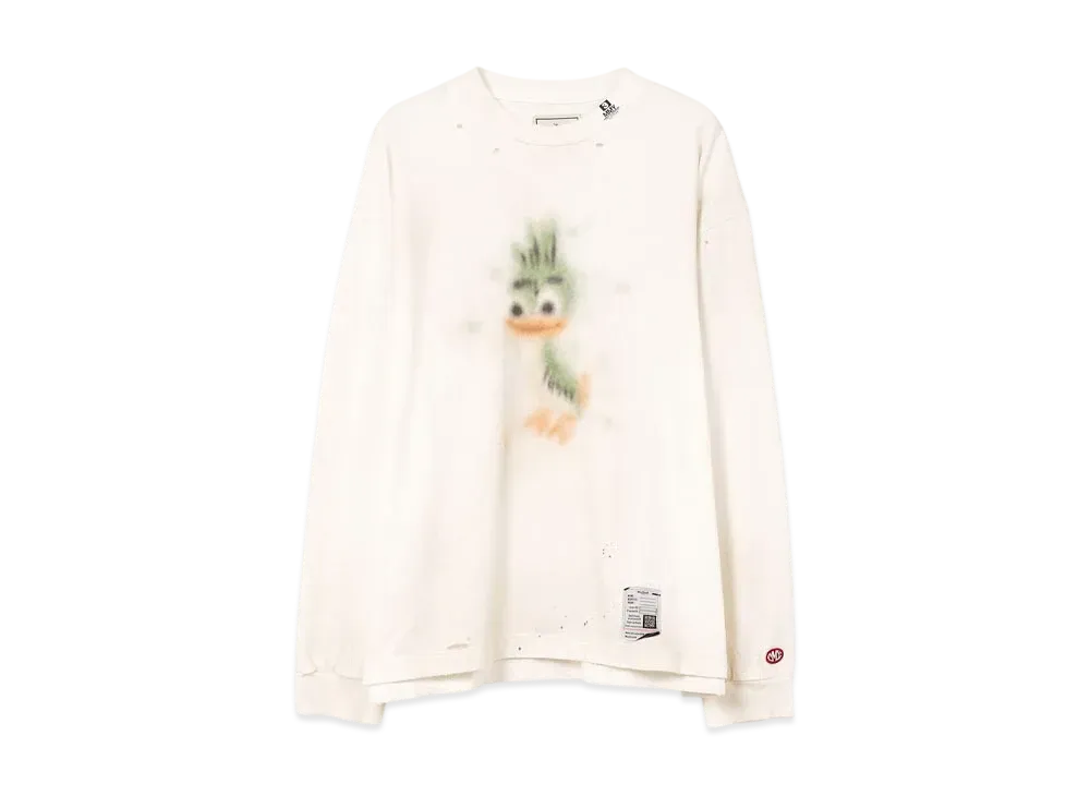 Maison MIHARA YASUHIRO Leon Print Distressed LS T-shirt "White"