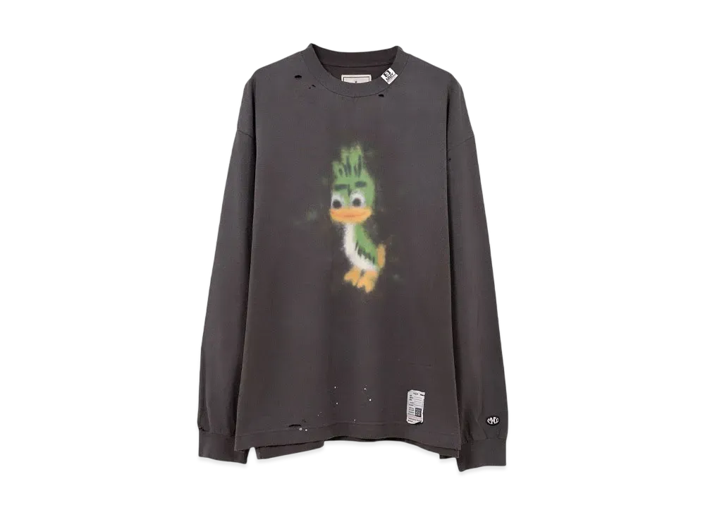 Maison MIHARA YASUHIRO Leon Print Distressed LS T-shirt "Black"