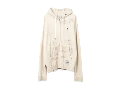 Maison MIHARA YASUHIRO Distressed Graffiti Print Zip-up Hoodie "White"